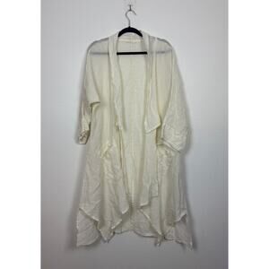 LUUKAA Linen Crinkle Lagenlook Slouchy Long Line Shall Duster Cardigan 1 US 6-8